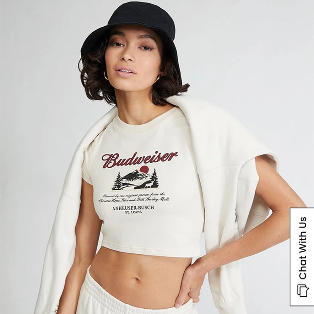 Viral ❗️NWT PACSUN woman's Budweiser baby tee stretchy top ❗️